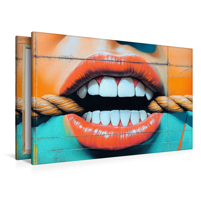 Premium Textil-Leinwand Zähne zeigen