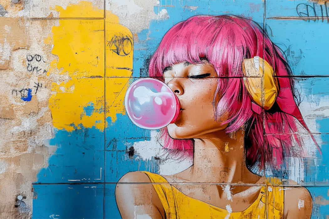 Premium Textil-Leinwand Kaugummiblase