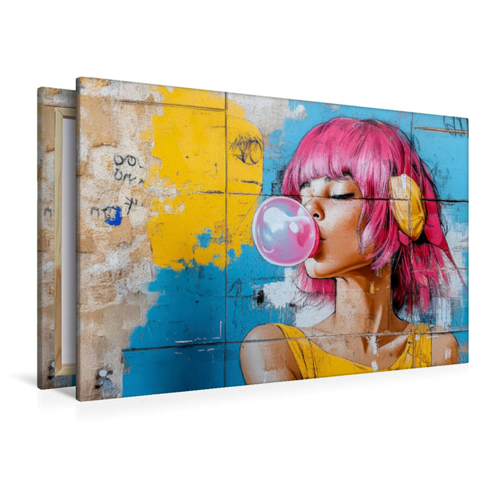 Premium Textil-Leinwand Kaugummiblase