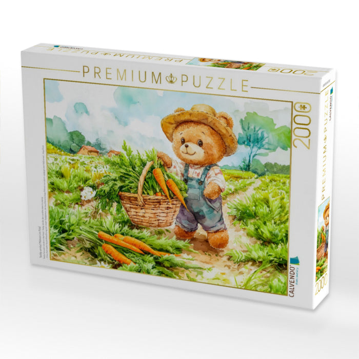 Teddy erntet Möhren im Feld - CALVENDO Foto-Puzzle'