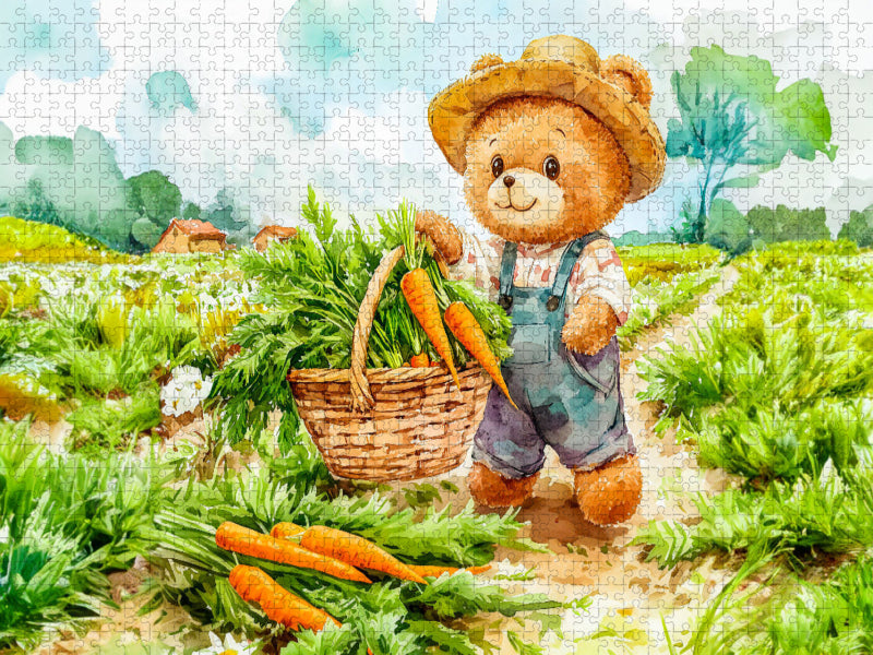 Teddy erntet Möhren im Feld - CALVENDO Foto-Puzzle'