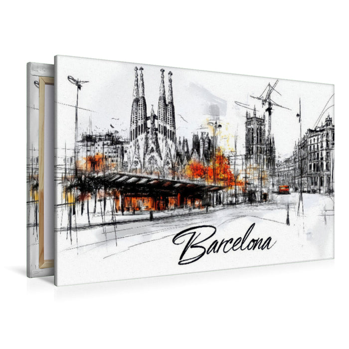 Premium Textil-Leinwand Barcelona
