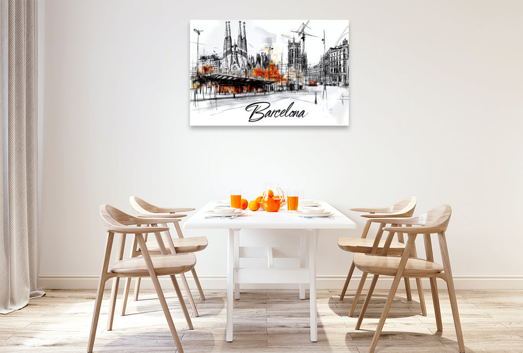Premium Textil-Leinwand Barcelona