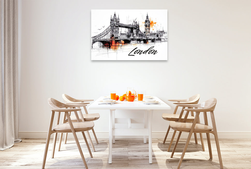 Premium Textil-Leinwand London