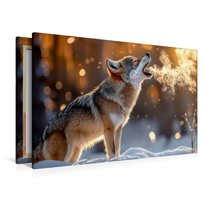 Premium Textil-Leinwand Wölfe