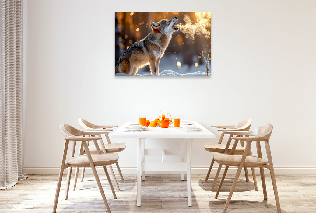 Premium Textil-Leinwand Wölfe