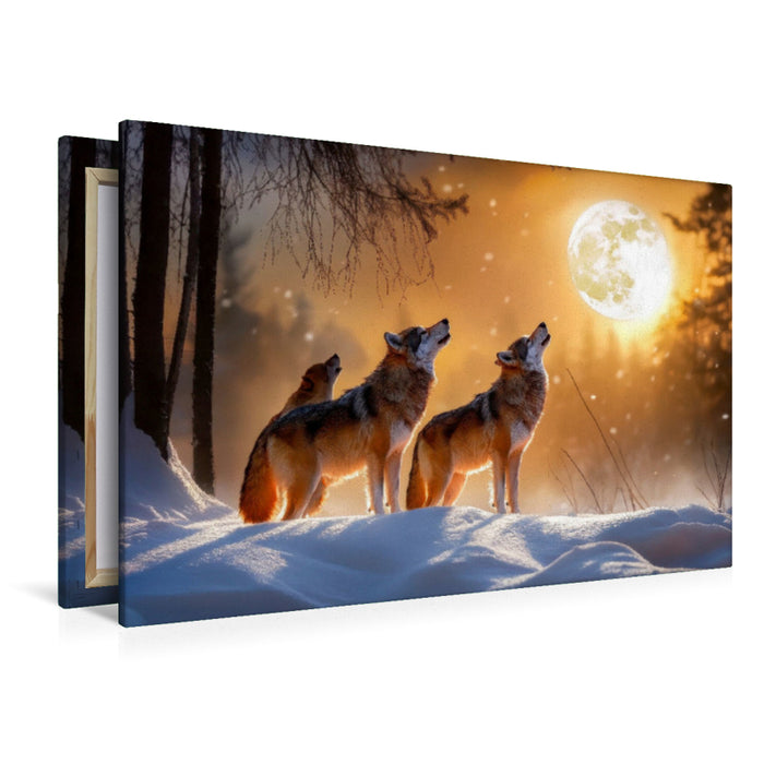 Premium Textil-Leinwand Wölfe