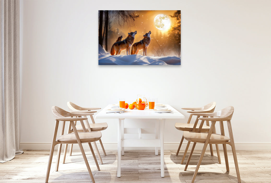 Premium Textil-Leinwand Wölfe