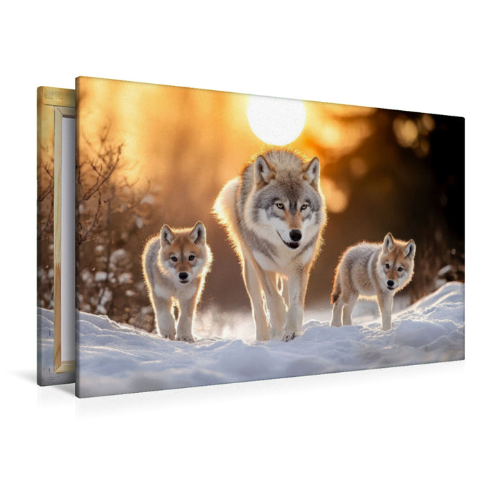 Premium Textil-Leinwand Wölfe