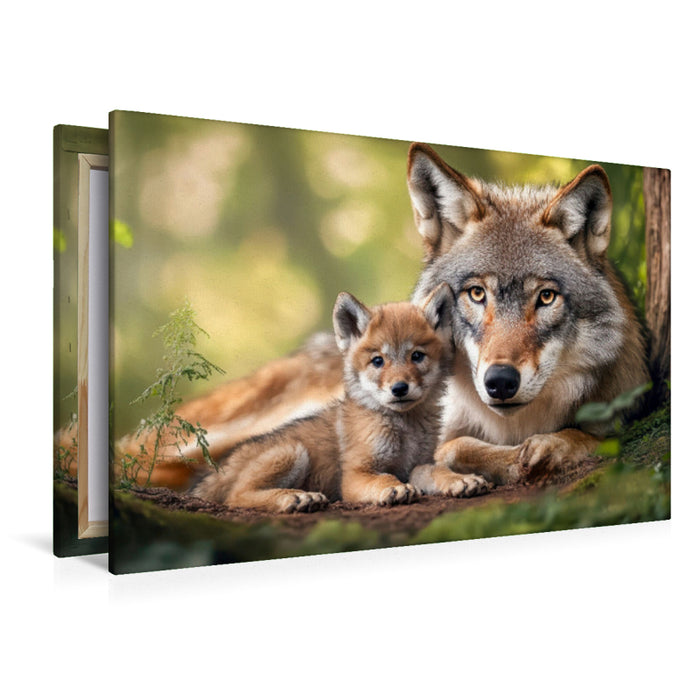 Premium Textil-Leinwand Wölfe