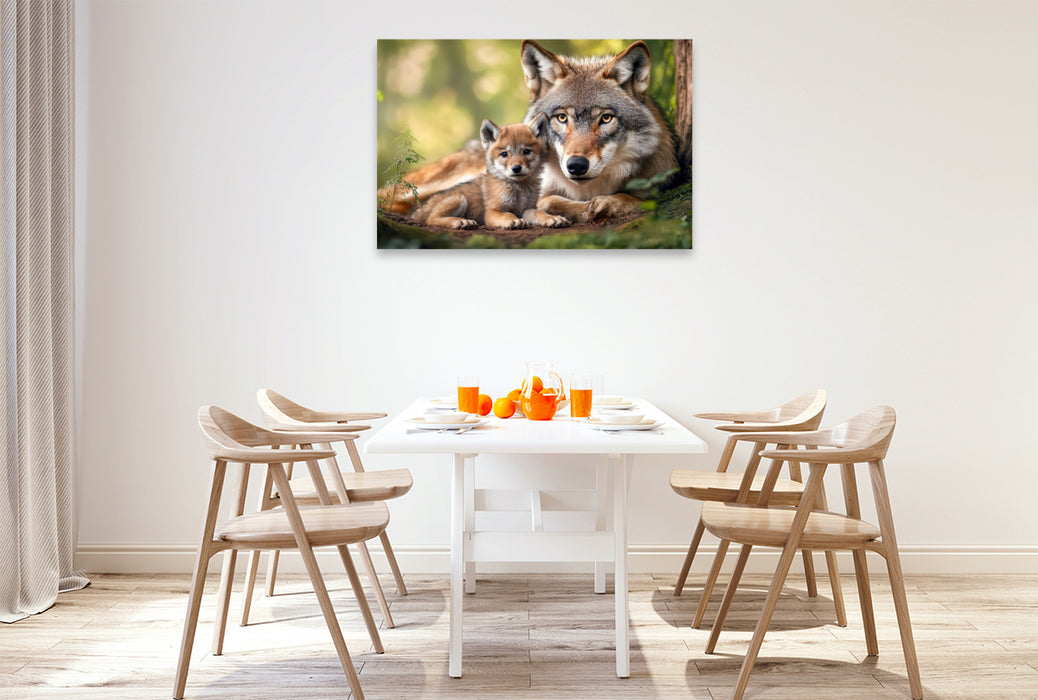 Premium Textil-Leinwand Wölfe