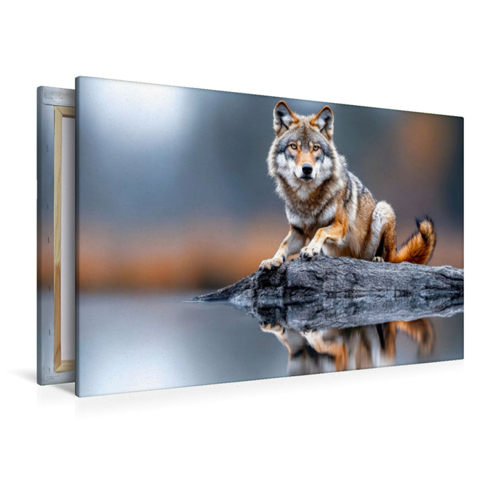 Premium Textil-Leinwand Wölfe
