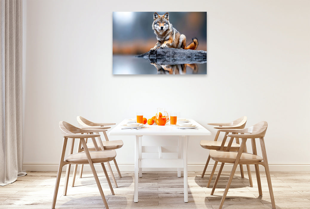 Premium Textil-Leinwand Wölfe