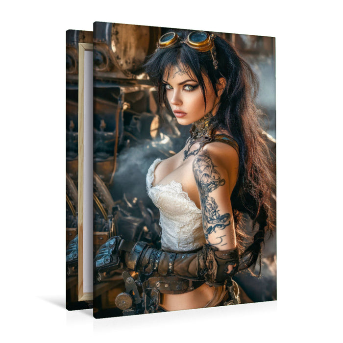 Premium Textil-Leinwand Starkes Tattoo - starke Frau