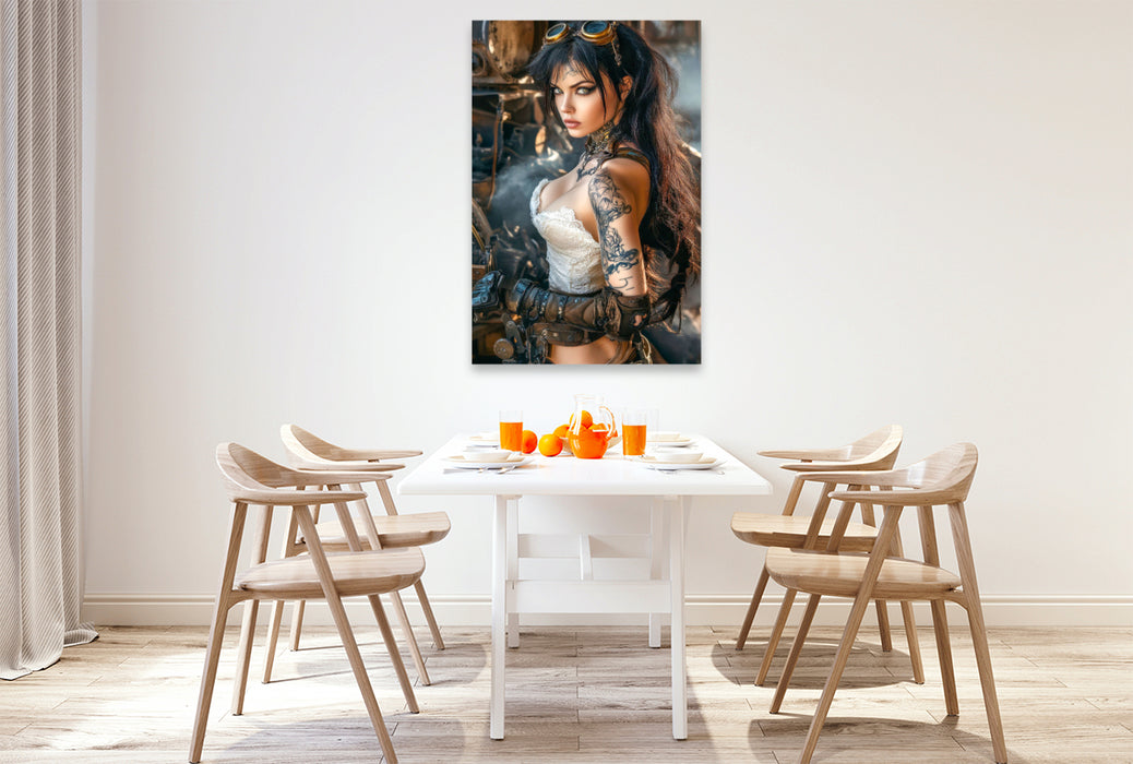 Premium Textil-Leinwand Starkes Tattoo - starke Frau
