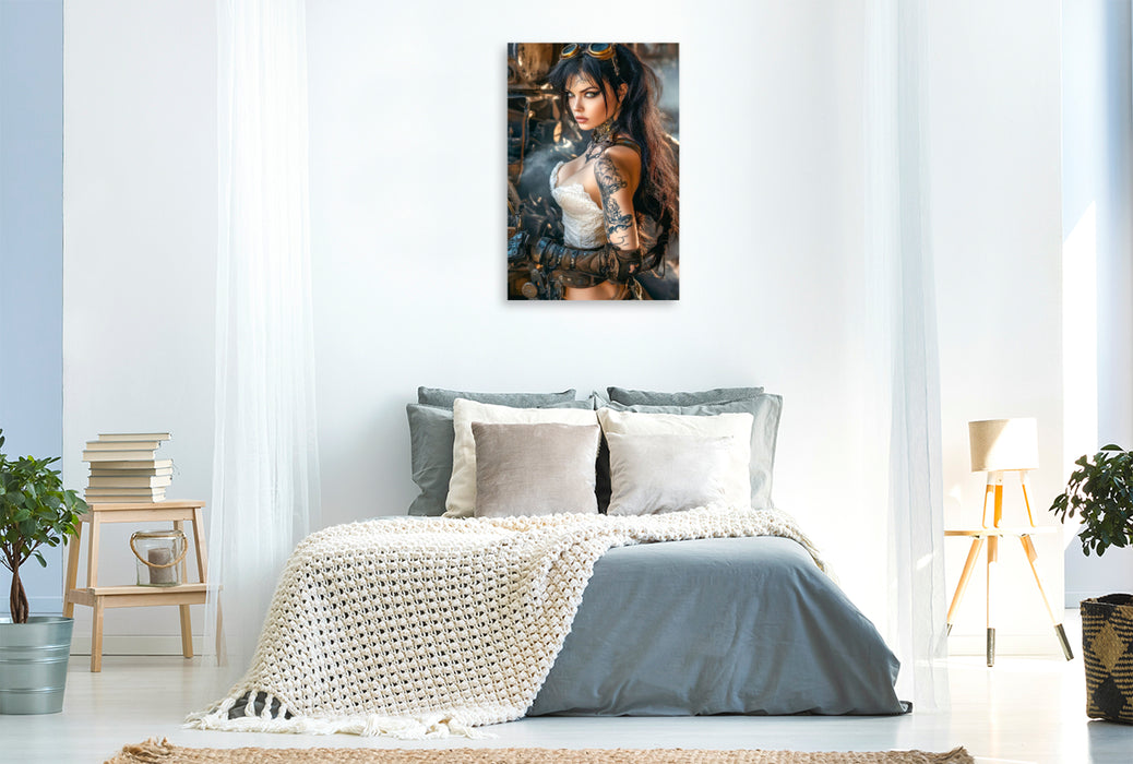 Premium Textil-Leinwand Starkes Tattoo - starke Frau