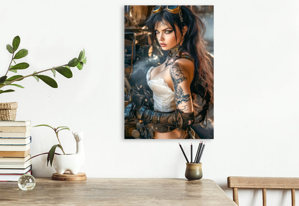 Premium Textil-Leinwand Starkes Tattoo - starke Frau