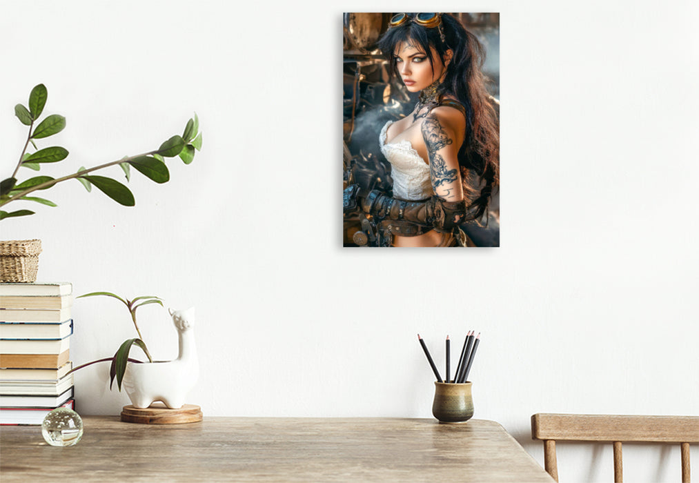 Premium Textil-Leinwand Starkes Tattoo - starke Frau