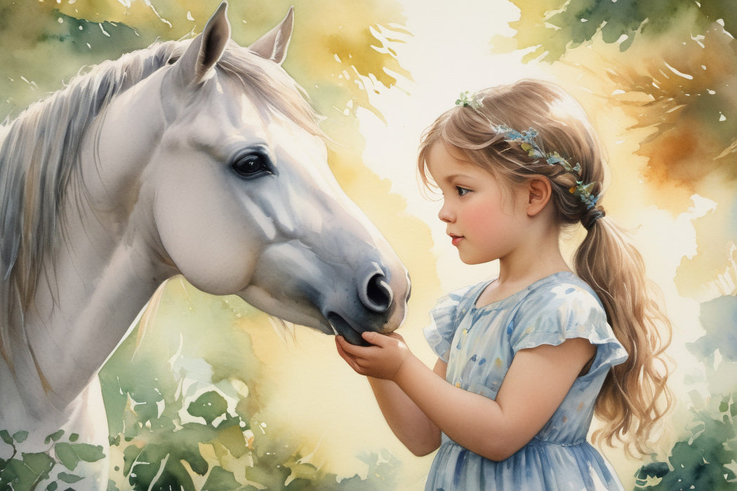 Premium Textil-Leinwand Ponymädchen