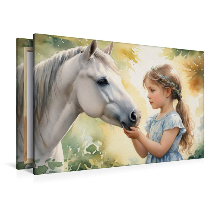 Premium Textil-Leinwand Ponymädchen