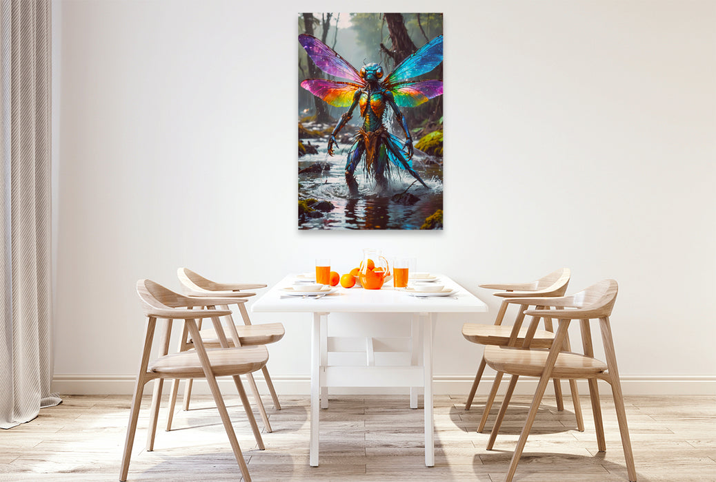 Premium Textil-Leinwand Eine menschliche Libelle