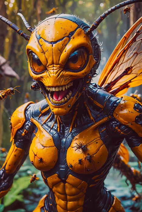 Premium Textil-Leinwand Ein Hornissenmensch