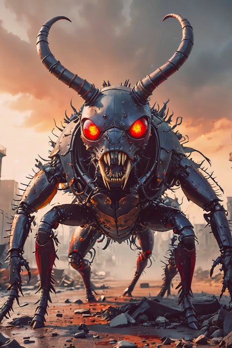 Premium Textil-Leinwand Halb Mensch Halb Hirschkäfer