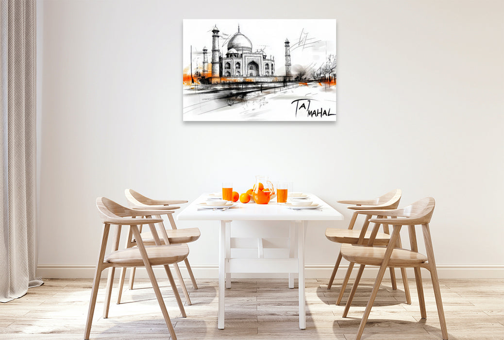 Premium Textil-Leinwand Taj Mahal
