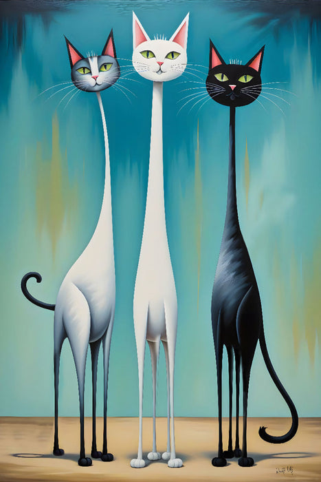 Premium Textil-Leinwand Katzen - Pretty Girls Club