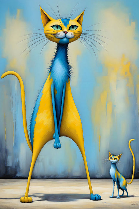 Premium Textil-Leinwand Katzen - Der Revoluzzer