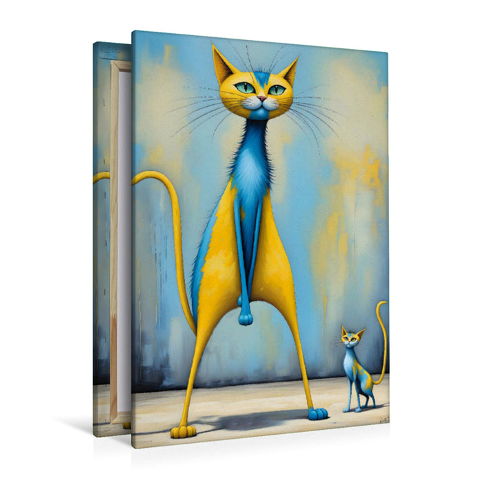 Premium Textil-Leinwand Katzen - Der Revoluzzer