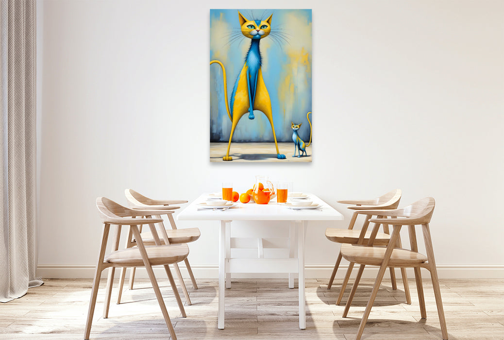Premium Textil-Leinwand Katzen - Der Revoluzzer
