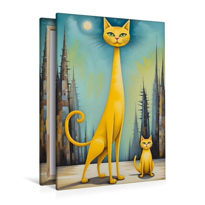 Premium Textil-Leinwand Katzen - Schnurren im Wald