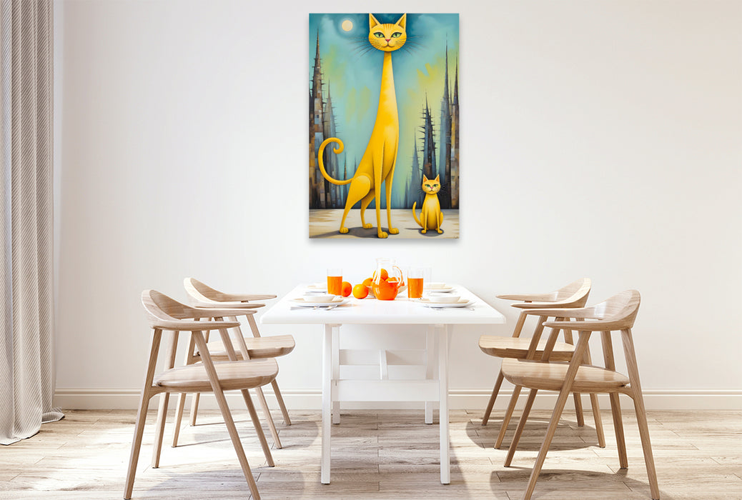 Premium Textil-Leinwand Katzen - Schnurren im Wald