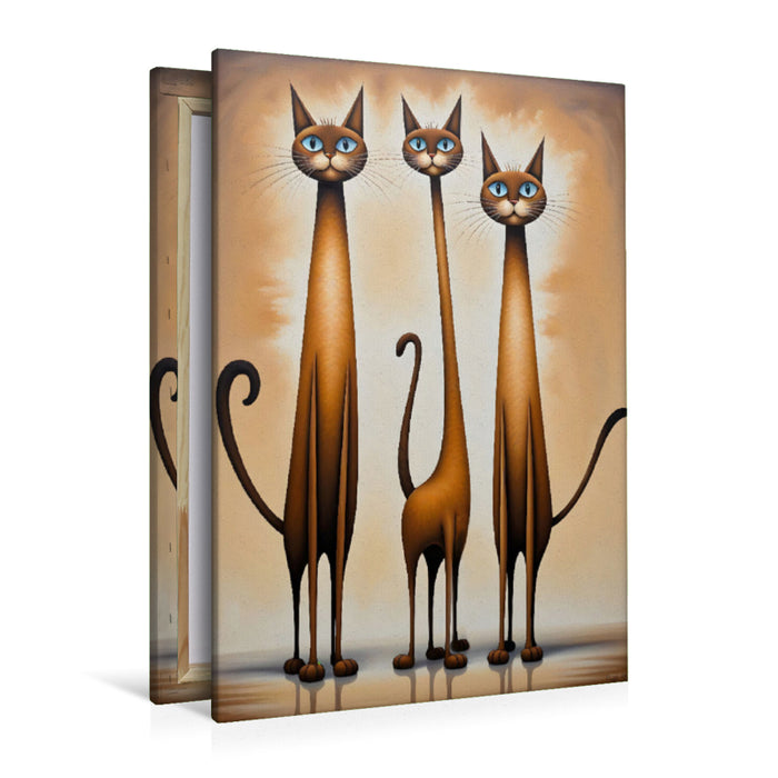 Premium Textil-Leinwand Schlaue Katzenclique