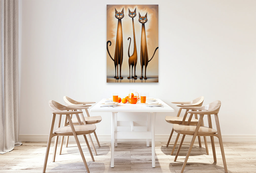 Premium Textil-Leinwand Schlaue Katzenclique