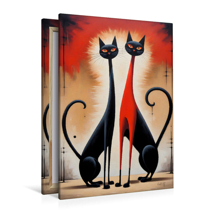 Premium Textil-Leinwand Katzen - Samtpfoten im Team