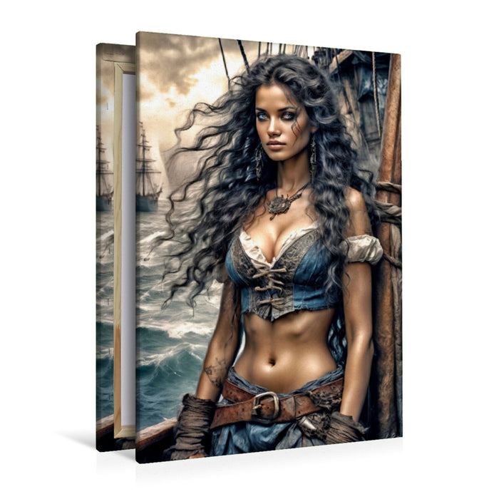 Premium Textil-Leinwand Der Mastkorb ist Deirdre's Revier. Sie liebt die endlose Weite.