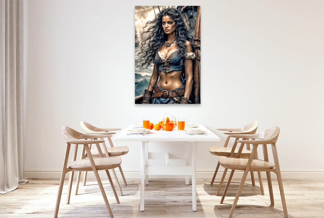 Premium Textil-Leinwand Der Mastkorb ist Deirdre's Revier. Sie liebt die endlose Weite.