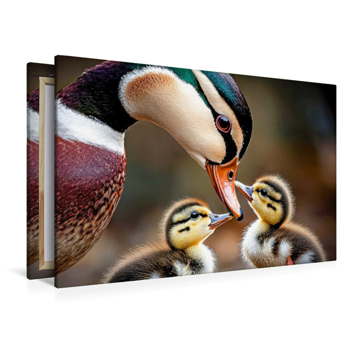 Premium Textil-Leinwand Entenmama mit ihren Entlein