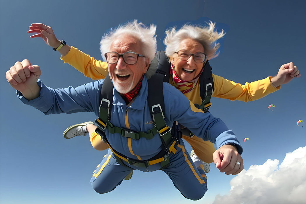 Premium Textil-Leinwand Fallschirmsprung