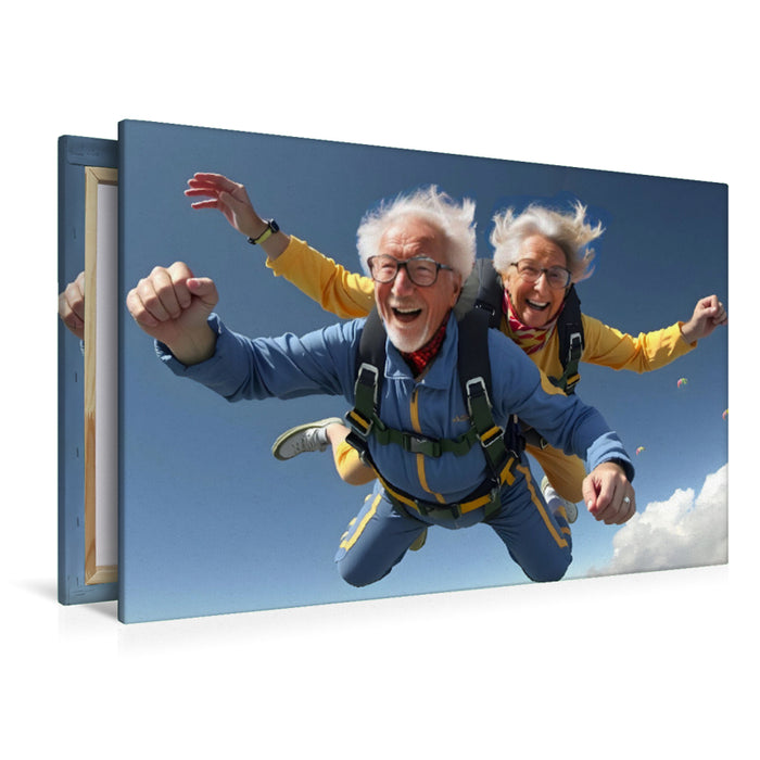 Premium Textil-Leinwand Fallschirmsprung
