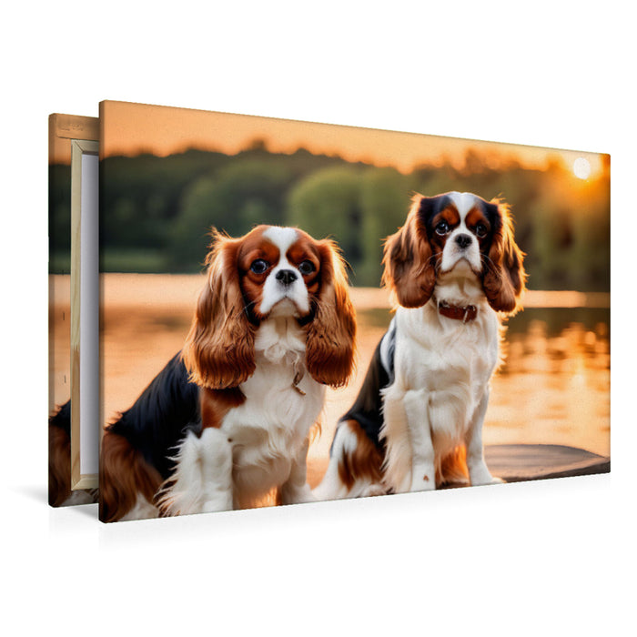 Premium Textil-Leinwand Goldige Kavalier King Charles Spaniel