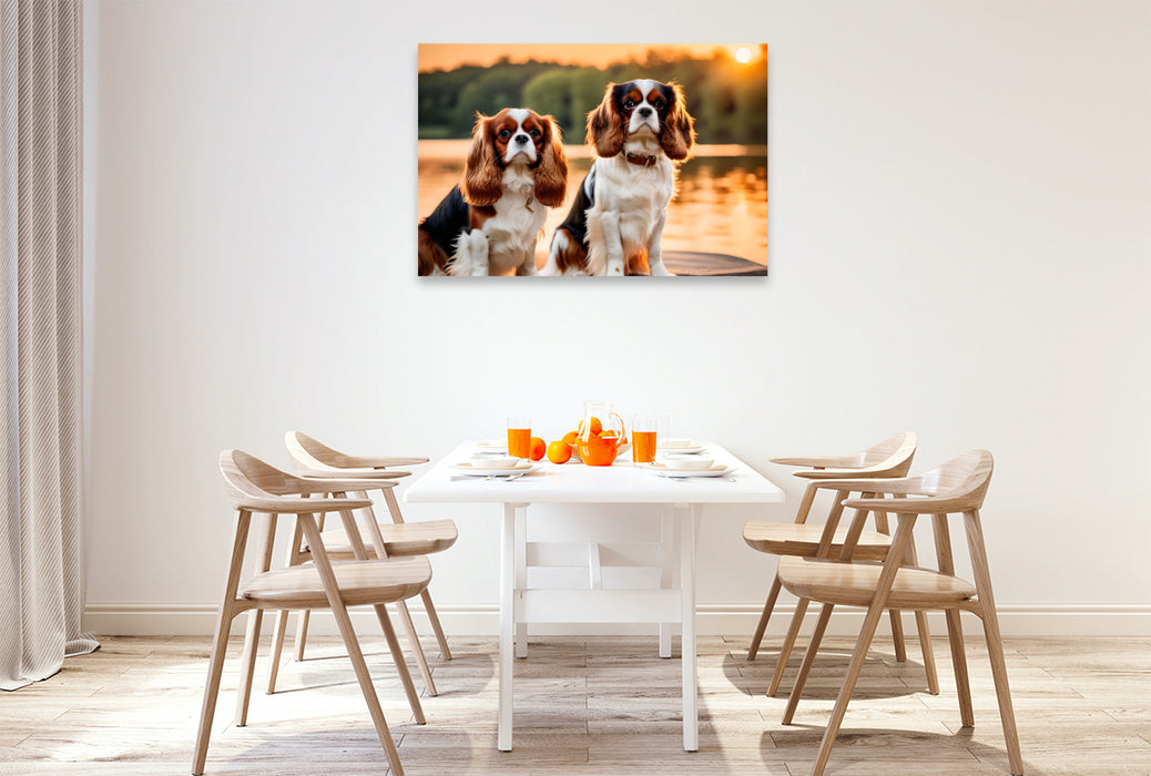 Premium Textil-Leinwand Goldige Kavalier King Charles Spaniel