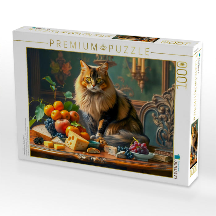 Katzenidylle mit Obst und Käse - CALVENDO Foto-Puzzle'