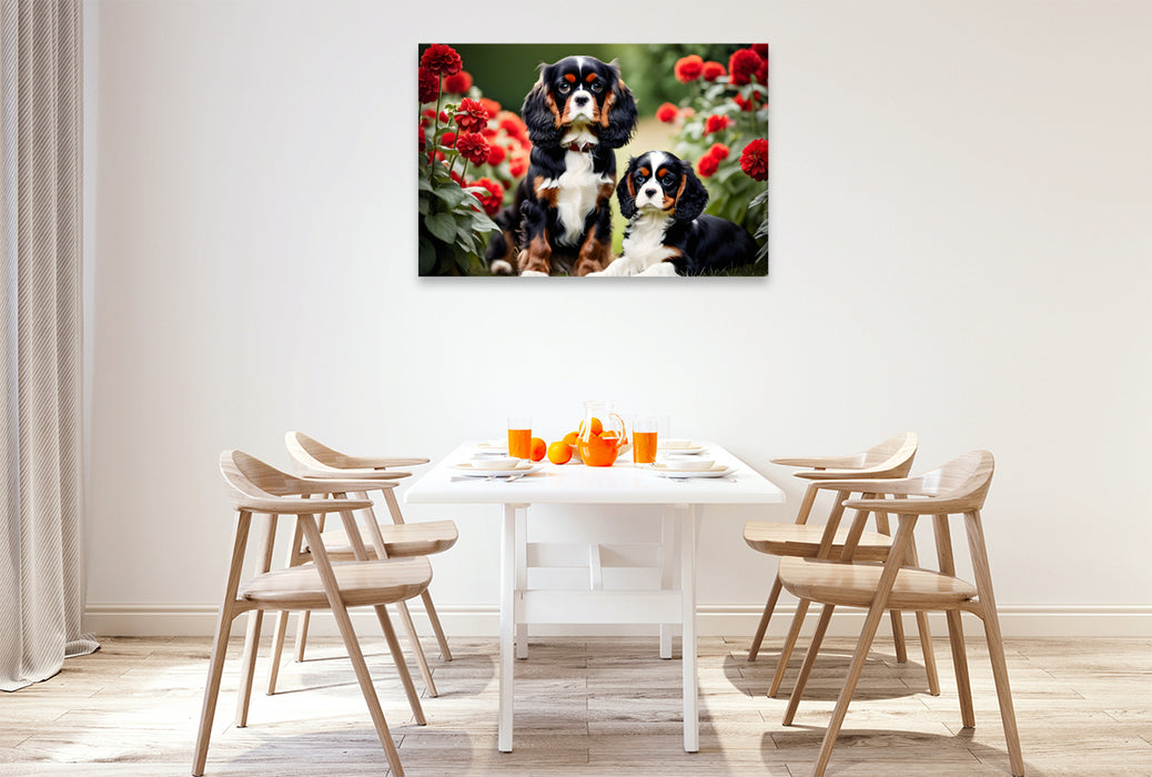 Premium Textil-Leinwand Goldige Kavalier King Charles Spaniel