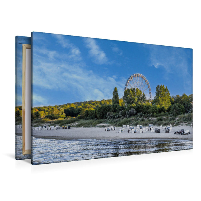 Premium Textil-Leinwand Ein Blick auf den Strand in Heringsdorf an der Ostsee