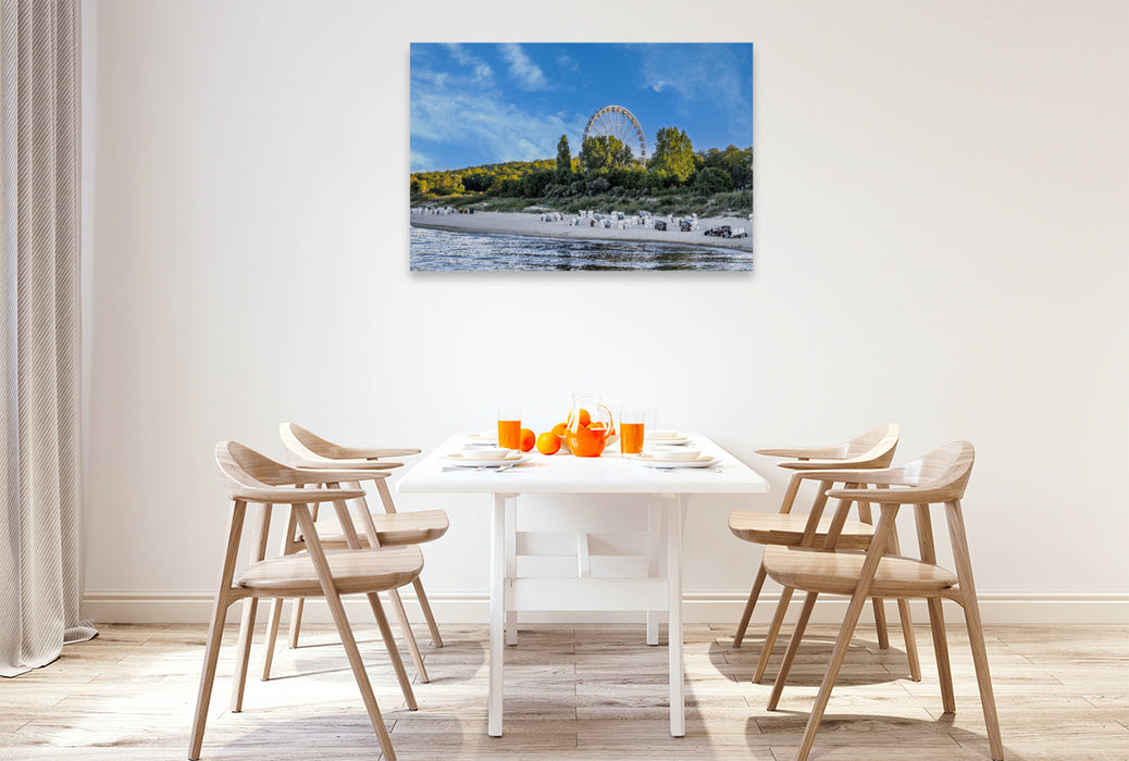 Premium Textil-Leinwand Ein Blick auf den Strand in Heringsdorf an der Ostsee