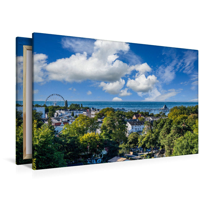 Premium Textil-Leinwand Ein Blick auf die Seebrücke in Heringsdorf an der Ostsee