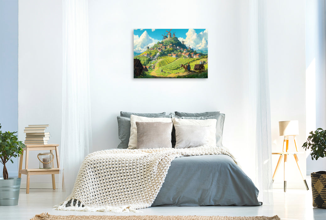 Premium Textil-Leinwand Das Tal der Winde - Anime Landschaft